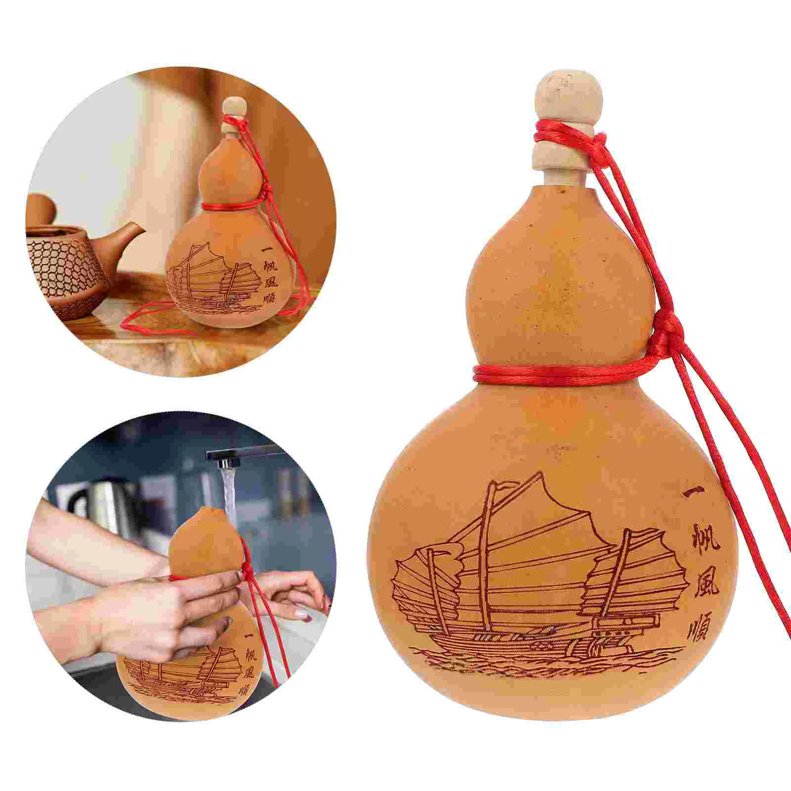 

Gourd Bottle Waternatural Wu Louchinese Jug Good Drinking Luck Lu Pot Hu Container Japanese Calabash Wealth Storage Flask Sake