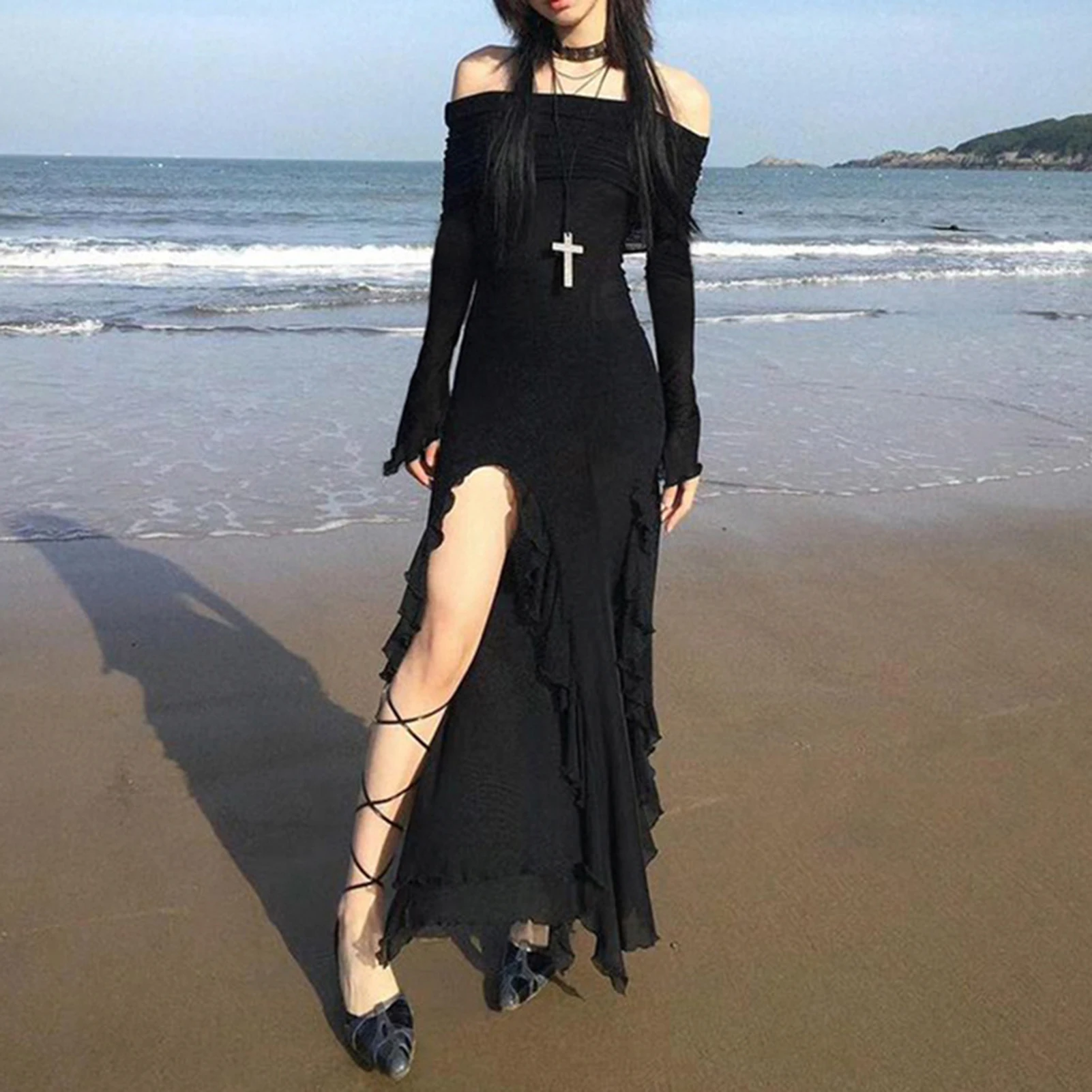 Lady Summer Tunic Dress Off Shoulder High Slit Backless Dresses Sexy Ruffle Dress Slim Fit Comfy Beachwear Outfit Party Clubwear
Lady Summer Tunic Dress Off Shoulder High Slit Backless Dresses Sexy Ruffle Dress Slim Fit Comfy Beachwear Outfit Party Clubwear
