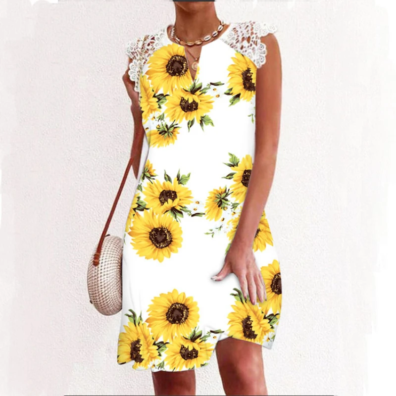 Women Spring Summer Dress Ladies Fashion Clothing Elegant Sleeveless Lace Printed Dresses Female
Women Spring Summer Dress Ladies Fashion Clothing Elegant Sleeveless Lace Printed Dresses Female