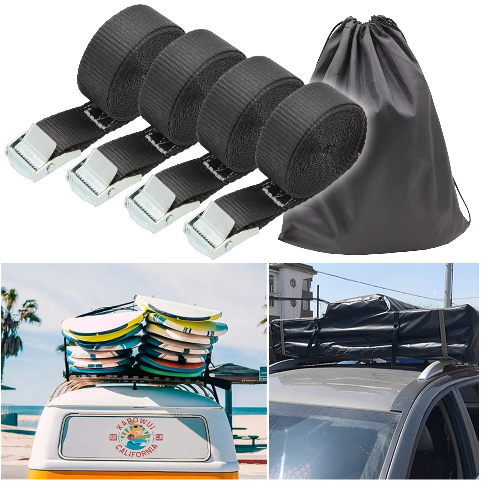 

Lashing Buckle Tie-Down Cargo Straps Hook and Loop Fastener Ratchet Belt Luggage Holder for Car Motorcycle Bike Camping Bags
