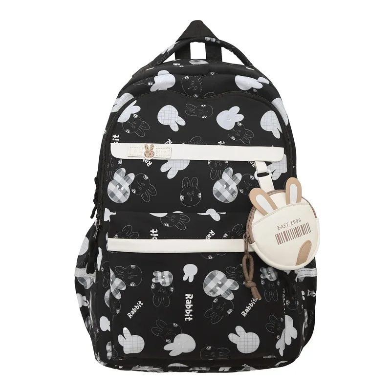 

Школьные ранцы для девочек-подростков, нейлоновый рюкзак с милым принтом кролика для студентов, Женский студенческий портфель в Корейском стиле