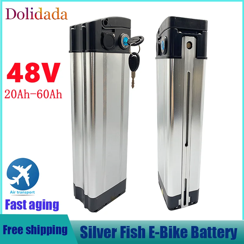 48V 20ah 30ah 40ah 50ah 60ah Silver Fish Style Electric Bike Battery 48V Lithium Battery with Aluminum Case Anti-theft Lock
48V 20ah 30ah 40ah 50ah 60ah Silver Fish Style Electric Bike Battery 48V Lithium Battery with Aluminum Case Anti-theft Lock