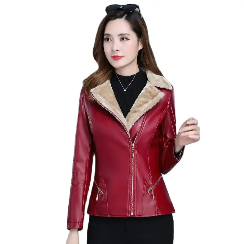 Faux Fur Coat Women Leather Jacket Autumn Winter Warm Plush Thick Outwear Ladies Wool Fur Collar Basic Jackets PU Leather Coats
Faux Fur Coat Women Leather Jacket Autumn Winter Warm Plush Thick Outwear Ladies Wool Fur Collar Basic Jackets PU Leather Coats