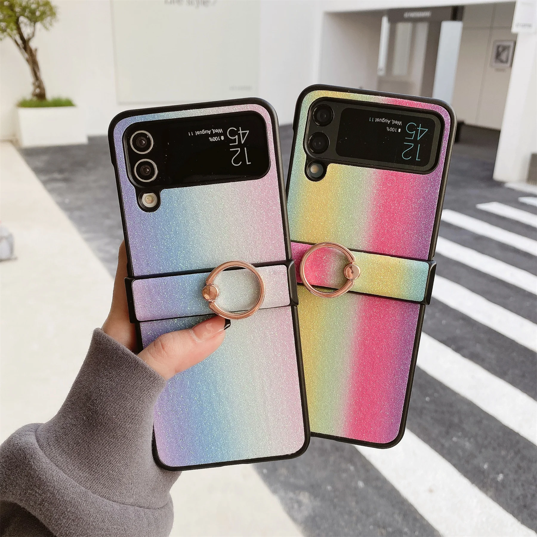 Korean Rainbow Stripe Pink Case with Ring Holder Case for Samsung Galaxy Z Flip 3 5G 4 Flip3 Z Flip4 Zflip4 Zflip3 Cover
Korean Rainbow Stripe Pink Case with Ring Holder Case for Samsung Galaxy Z Flip 3 5G 4 Flip3 Z Flip4 Zflip4 Zflip3 Cover