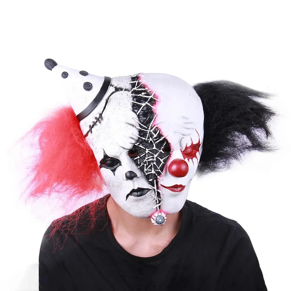 

Adult Horror Trick Toy Scary Prop Latex Mask Clown Face Cover Creepy Practical Joke Party Halloween Double Head Mask Decoration