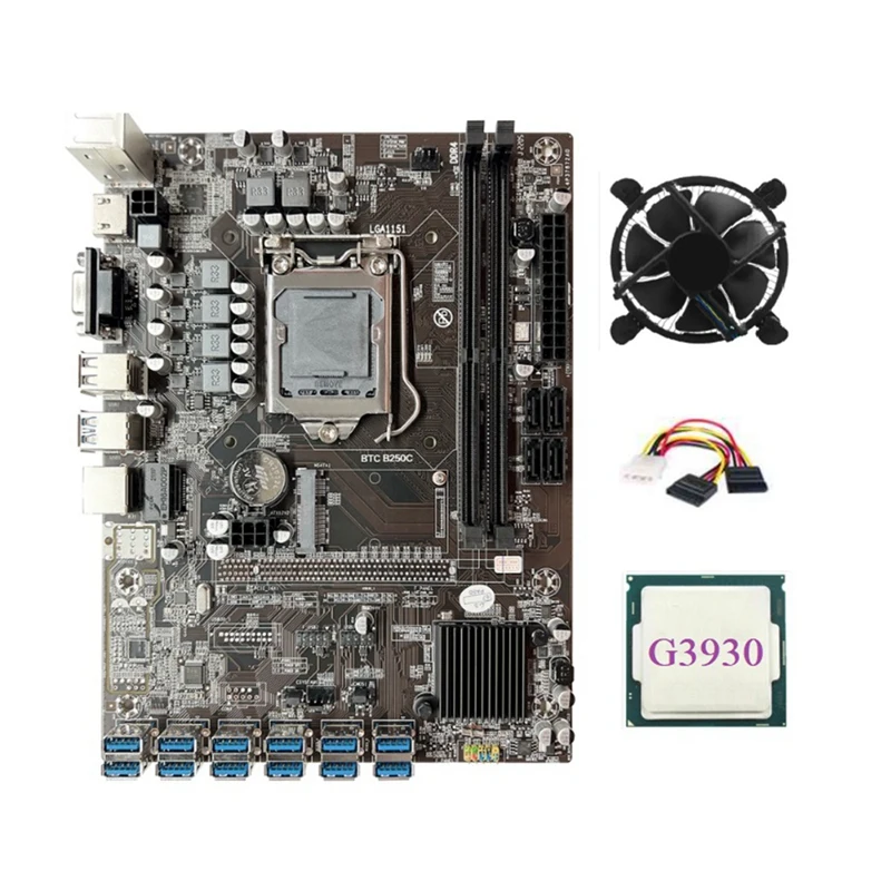 B250C BTC Mining Motherboard+G3930 CPU+4PIN To SATA Cable+Cooling Fan 12GPU PCIE To USB3.0 Slot LGA1151 ETH Miner
B250C BTC Mining Motherboard+G3930 CPU+4PIN To SATA Cable+Cooling Fan 12GPU PCIE To USB3.0 Slot LGA1151 ETH Miner