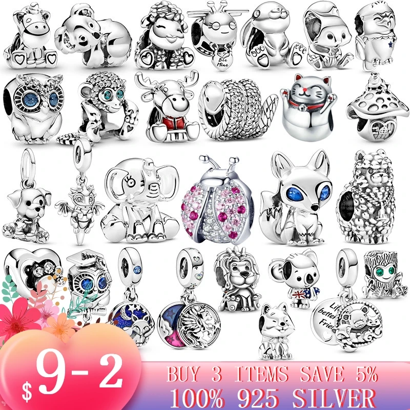 Hot Sale 925 Sterling Silver ladybug owl cat dog fox Charm Beads fit Original Pandora Bracelet Silver Jewelry Animal Collection
Hot Sale 925 Sterling Silver ladybug owl cat dog fox Charm Beads fit Original Pandora Bracelet Silver Jewelry Animal Collection