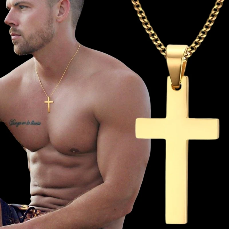 

Цепочка с подвеской-крестом для мужчин и женщин, минималистичное ожерелье из нержавеющей стали в стиле панк, цвет золото и серебро, ювелирное изделие для мужчин и женщин