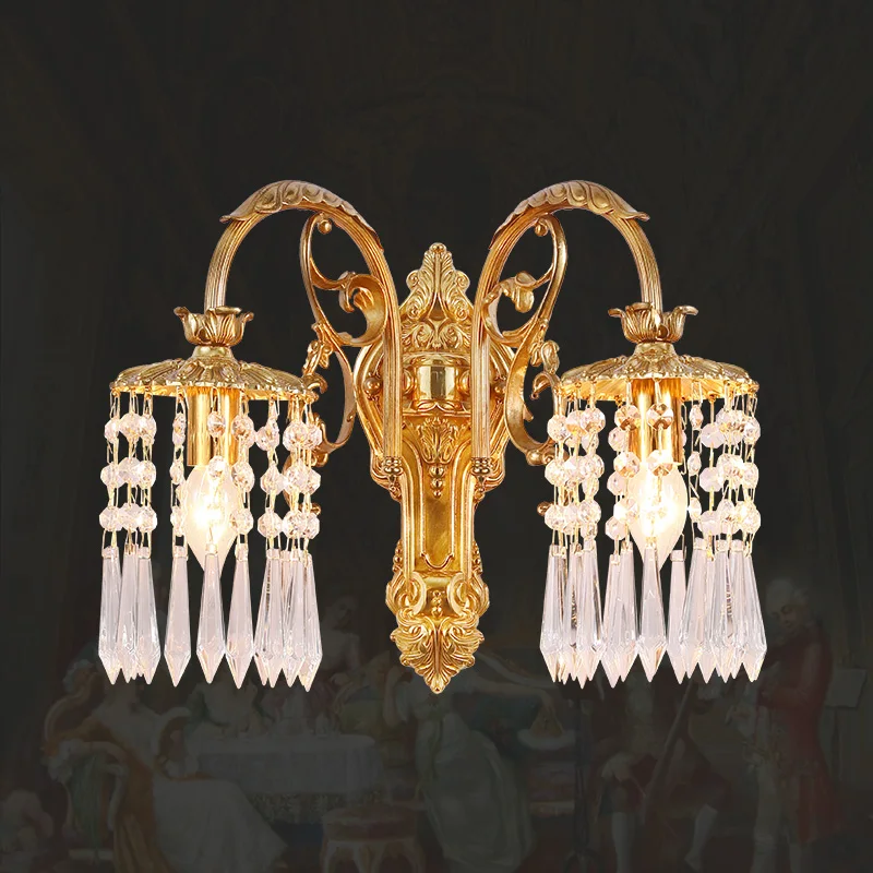 French Baroque Classical Crystal Wall Sconce Light Living Room Bedroom Bedside European E14 Vintage Brass Wall Lamp
French Baroque Classical Crystal Wall Sconce Light Living Room Bedroom Bedside European E14 Vintage Brass Wall Lamp