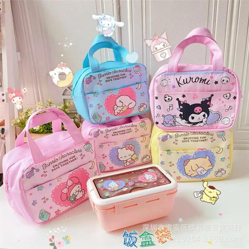 

Kawaii Sanriod Anime Series Kuromi Cinnamoroll Mymelody Keep Warm Lunch Box Bag Tote Bag Storage Bag Baby Boy Girl Festival Gift