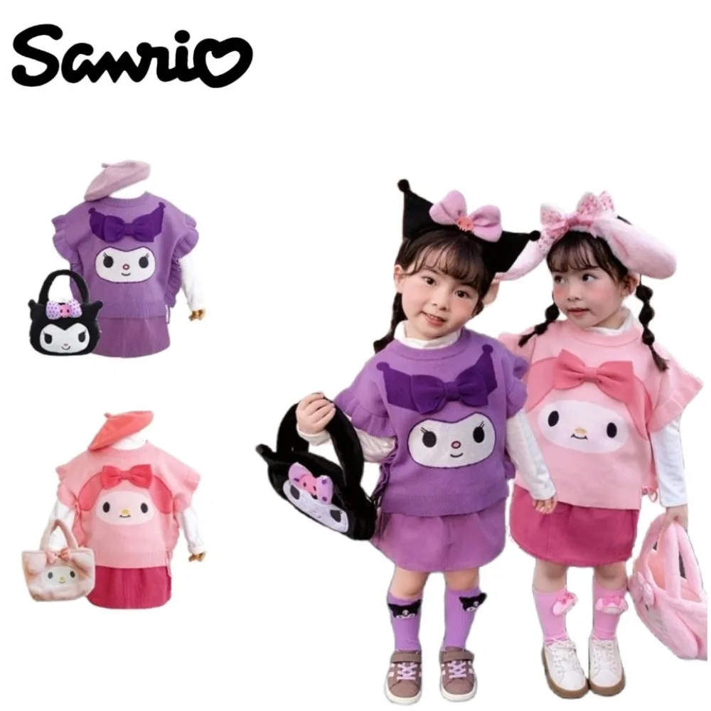 Sanrios Kuromi My Melody Girls Knitting Tops Spring Autumn Winter Children Frenulum Auricularia Auricula Lace Sweater Vest Gifts
Sanrios Kuromi My Melody Girls Knitting Tops Spring Autumn Winter Children Frenulum Auricularia Auricula Lace Sweater Vest Gifts