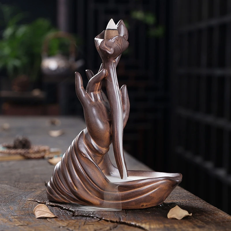 AT14 Buddha Hand Ceramic Backflow Incense Burner Waterfall Home Ornament Aromatherapy Accessory Zen Incense Burner
AT14 Buddha Hand Ceramic Backflow Incense Burner Waterfall Home Ornament Aromatherapy Accessory Zen Incense Burner