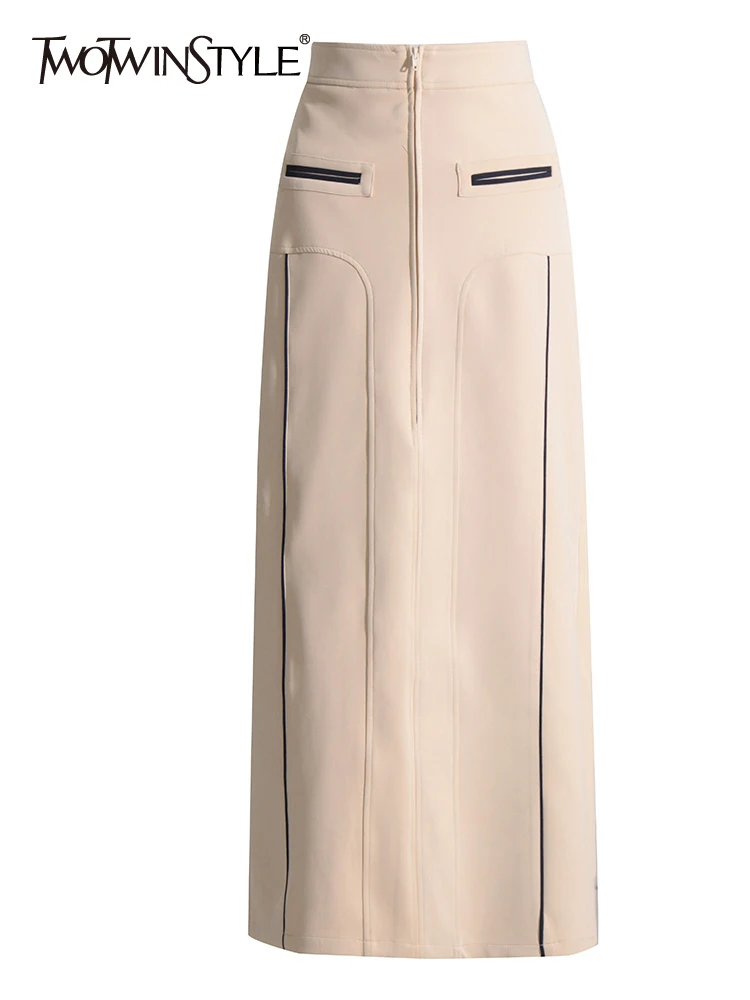 TWOTWINSTYLE Colorblock Slimming Skirts For Women High Waist Patchwork Zipper Casual Folds Skirt Female Summer 2023 Fashion New
TWOTWINSTYLE Colorblock Slimming Skirts For Women High Waist Patchwork Zipper Casual Folds Skirt Female Summer 2023 Fashion New