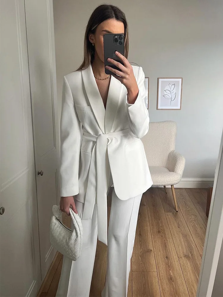 Work Wear Suits For Women Office Elegant Pant Sets Shawl Lapel Belted Blazer And Straight Leg Pants 2 Piece Sets Women Outfit
Work Wear Suits For Women Office Elegant Pant Sets Shawl Lapel Belted Blazer And Straight Leg Pants 2 Piece Sets Women Outfit
