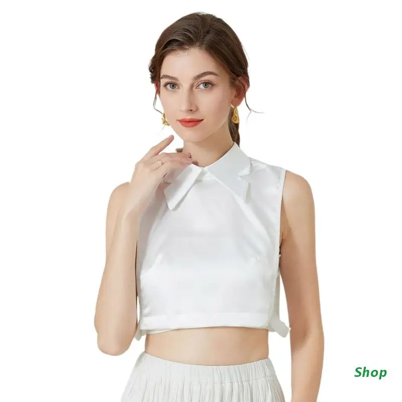 L5YC женский корейский кроп-топ с лацканами и ложным воротником однотонная блузка с коротким рукавом
L5YC женский корейский кроп-топ с лацканами и ложным воротником однотонная блузка с коротким рукавом