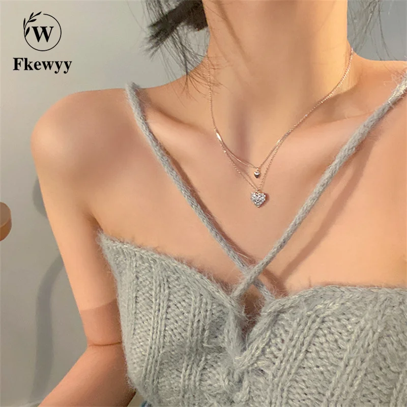 Fkewyy Double Heart Necklace Y2k Necklace Designer Jewelry High-end Chokers Collarbone Chain Diamond Pendant Statement Necklaces
Fkewyy Double Heart Necklace Y2k Necklace Designer Jewelry High-end Chokers Collarbone Chain Diamond Pendant Statement Necklaces