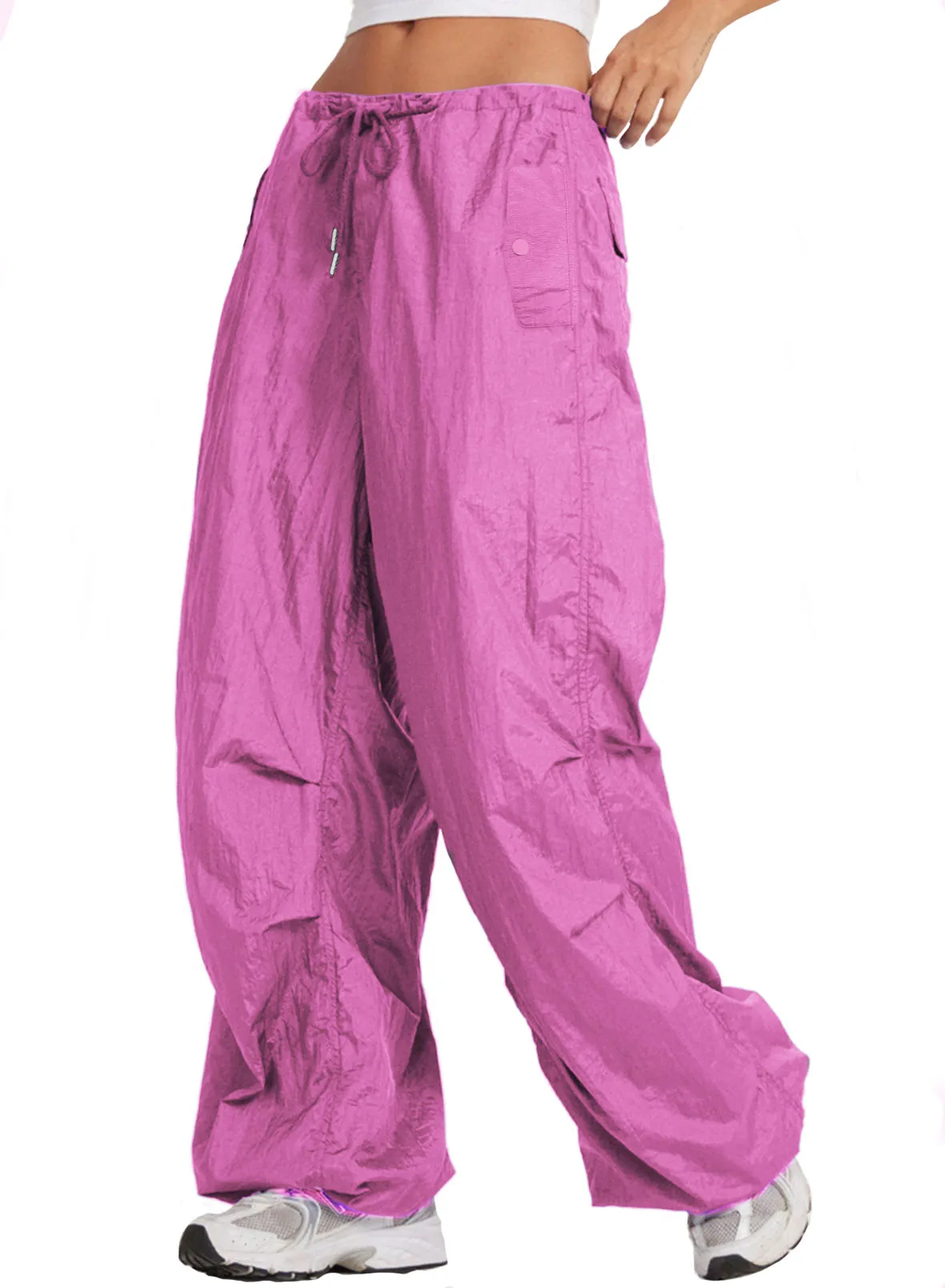 

Винтажные повседневные свободные прямые брюки с боковой молнией, женские брюки-карго с большими карманами, мешковатые брюки с высокой эластичной талией и завязками Y2k