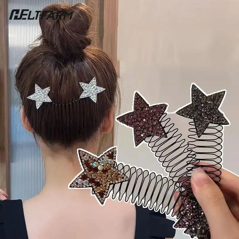

Блестящая женская стрейчевая расческа для волос со звездами, инструмент для отделки сломанных волос, зажим для челки, заколка для волос, модные аксессуары для волос