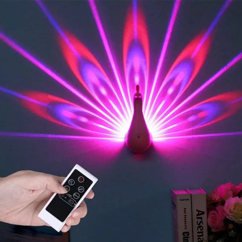 LED Wall Light Peacock Projection Lamp Remote Control Home Decro Romantic Atmosphere Colorful Corridors Background Night Light
LED Wall Light Peacock Projection Lamp Remote Control Home Decro Romantic Atmosphere Colorful Corridors Background Night Light