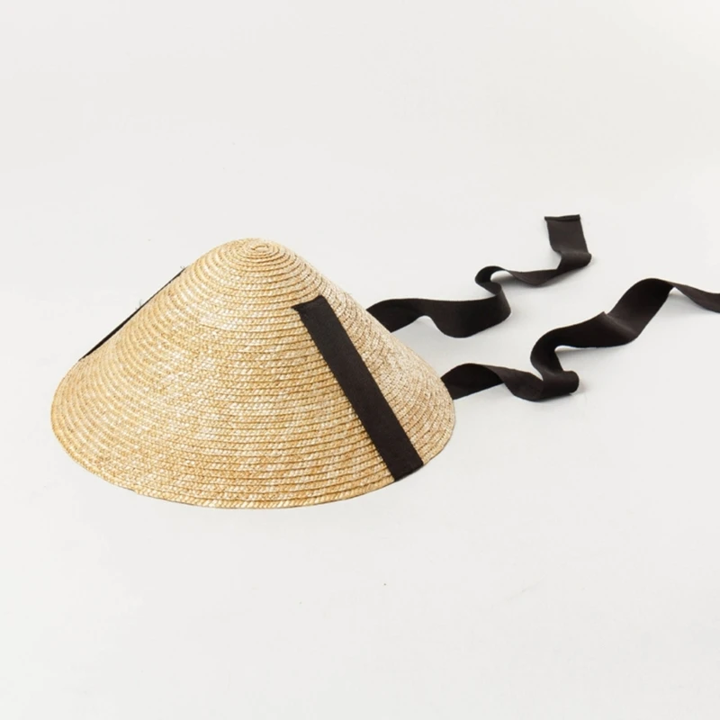 

Портативная шляпа от солнца с широкими полями, соломенная традиционная кепка для детей, солнцезащитная летняя конусная шляпа с