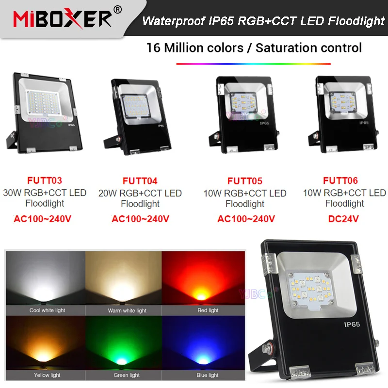 

Miboxer RGB+CCT 10W 20W 30W LED FloodLight Smart Outdoor Lamp 2.4G Remote /Voice Control IP65 Green space/Park/road decoration