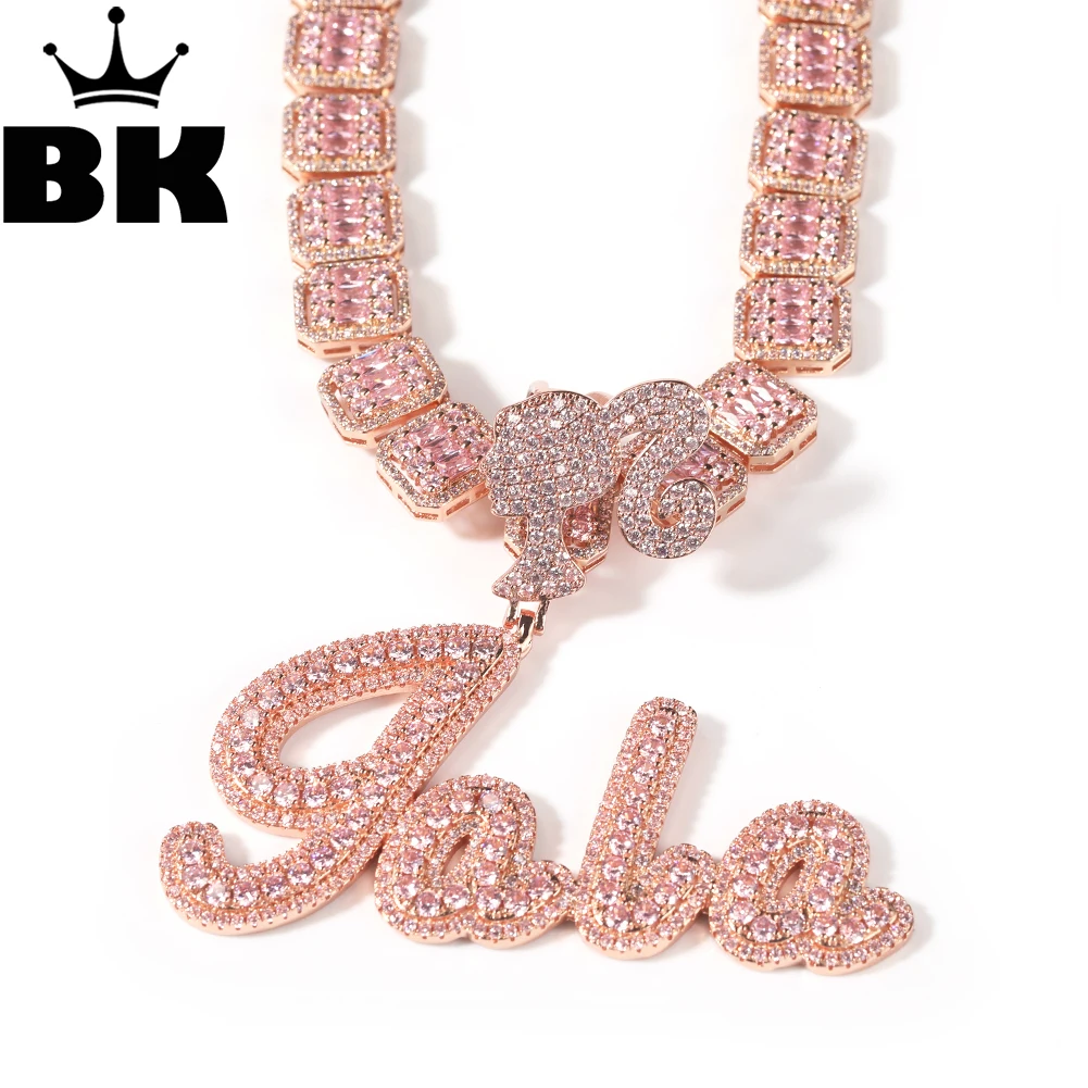 Цепочка с кулоном в виде ледяной Девушки BLING KING для женщин ожерелье кубическим