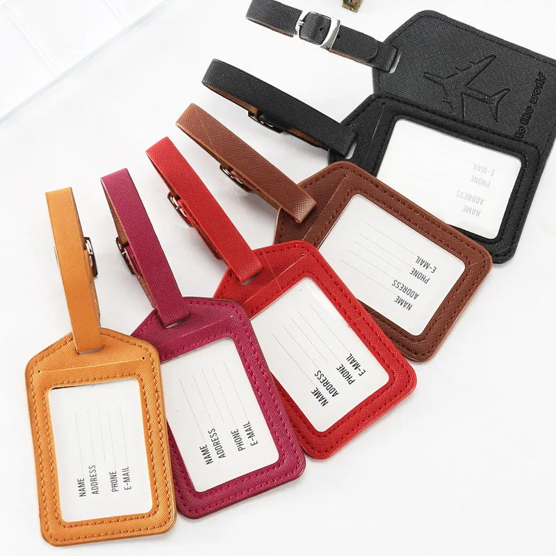 Portable 1PC PU Leather Luggage Tag Suitcase Luggage Label Baggage Boarding Bag Tag Name ID Address Holder Travel Accessories 
Portable 1PC PU Leather Luggage Tag Suitcase Luggage Label Baggage Boarding Bag Tag Name ID Address Holder Travel Accessories