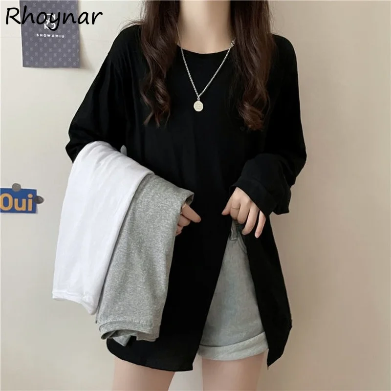 Long Sleeve T-shirts Women Design Solid Basic O-neck All-match Minimalist Side-slit Asymmetrical Tender Simple Vintage College
Long Sleeve T-shirts Women Design Solid Basic O-neck All-match Minimalist Side-slit Asymmetrical Tender Simple Vintage College