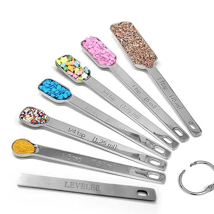 Chef Measuring Spoons Set 7 Pieces Heavy Duty Stainless Steel Narrow Long Handle Design For Dry Or Liquid Fits In Spices Jar
Chef Measuring Spoons Set 7 Pieces Heavy Duty Stainless Steel Narrow Long Handle Design For Dry Or Liquid Fits In Spices Jar