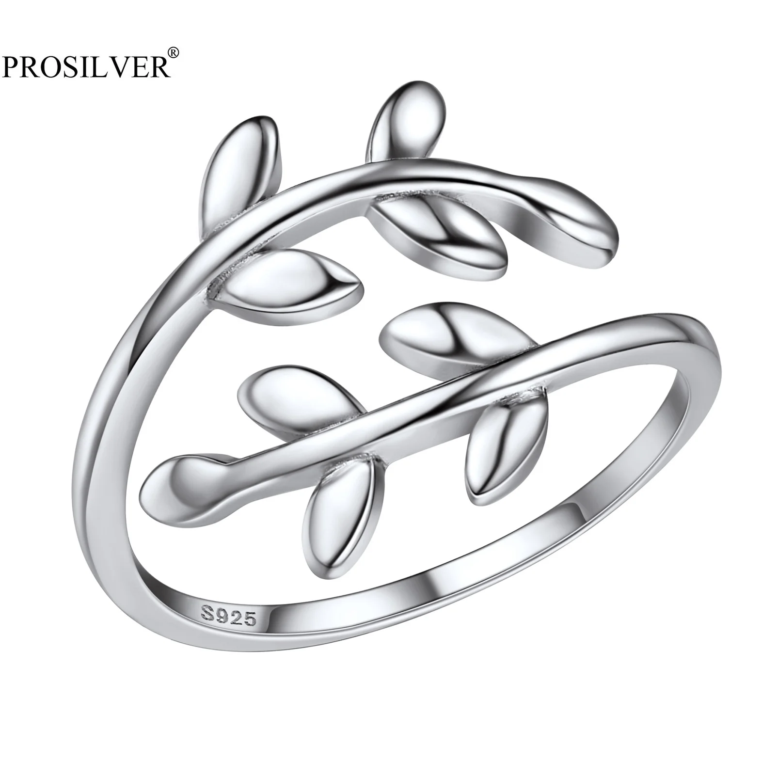 PROSILVER Leaf Ring Adjustable Open Finger Rings for Women Girl 925 Sterling Silver Olive Branch Valentine Day Gift PYR15124B
PROSILVER Leaf Ring Adjustable Open Finger Rings for Women Girl 925 Sterling Silver Olive Branch Valentine Day Gift PYR15124B