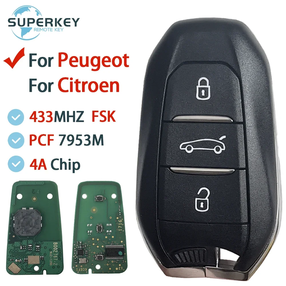 Для Peugeot 208 308 3008 508 5008 Citroen C4 C4L DS4 DS5 умный дистанционный ключ от автомобиля 3 кнопки 433 МГц PCF7953 чип без ключа Go 4A
Для Peugeot 208 308 3008 508 5008 Citroen C4 C4L DS4 DS5 умный дистанционный ключ от автомобиля 3 кнопки 433 МГц PCF7953 чип без ключа Go 4A