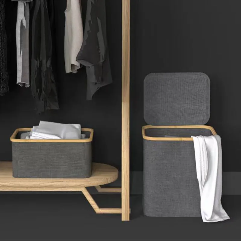 Большая корзина из грязного бамбука Складная Водонепроницаемая корзина для хранения белья многофункциональная с крышкой для одежды/игрушек/мусора