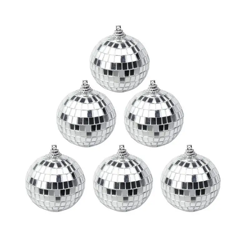 

Car Rear View Mirror Pendant Disco Ball Rear View Mirror Hanger 2.4 Inch 6 Pack Silver Hangings Ball With Attached String Fun