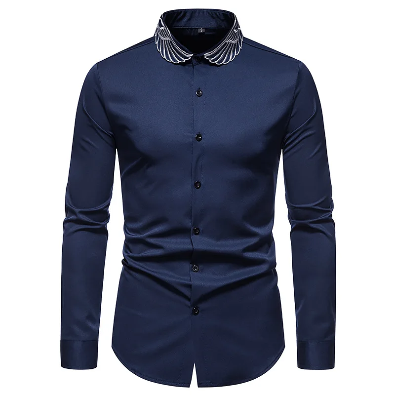 Autumn new style men long-sleeved fashion buttoned shirt with wings embroidered casual buttoned shirts slim-fit formal shirts
Autumn new style men long-sleeved fashion buttoned shirt with wings embroidered casual buttoned shirts slim-fit formal shirts