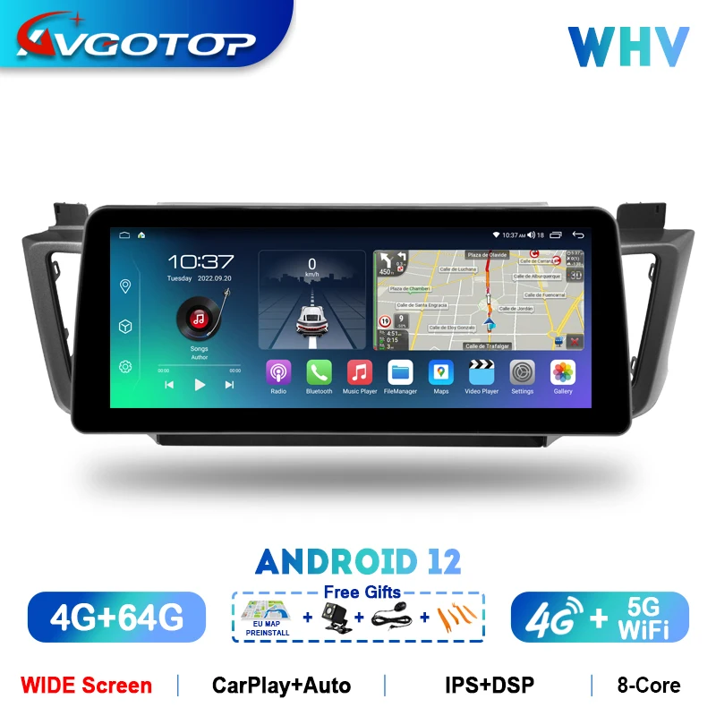 Автомагнитола AVGOTOP на Android, автомобильное радио с широким экраном 12,3 дюйма IPS 1920*720 для TOYOTA RAV4 2013-2016(LHD)Carplay DSP 8-ядерный мультимедийный головной убор 
Автомагнитола AVGOTOP на Android, автомобильное радио с широким экраном 12,3 дюйма IPS 1920*720 для TOYOTA RAV4 2013-2016(LHD)Carplay DSP 8-ядерный мультимедийный головной убор