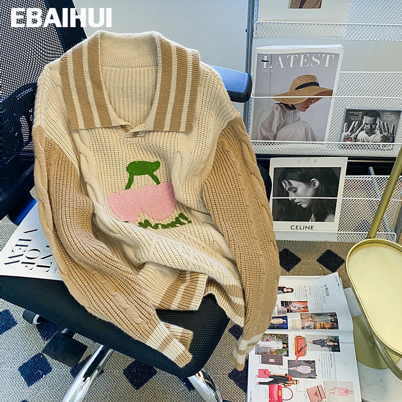 EBAIHIUI Women's Sweaters Pullovers Casual Striped Polo Collar Contrast Color Fruit Printed Pullover Vintage Embroidery Jumpers
EBAIHIUI Women's Sweaters Pullovers Casual Striped Polo Collar Contrast Color Fruit Printed Pullover Vintage Embroidery Jumpers