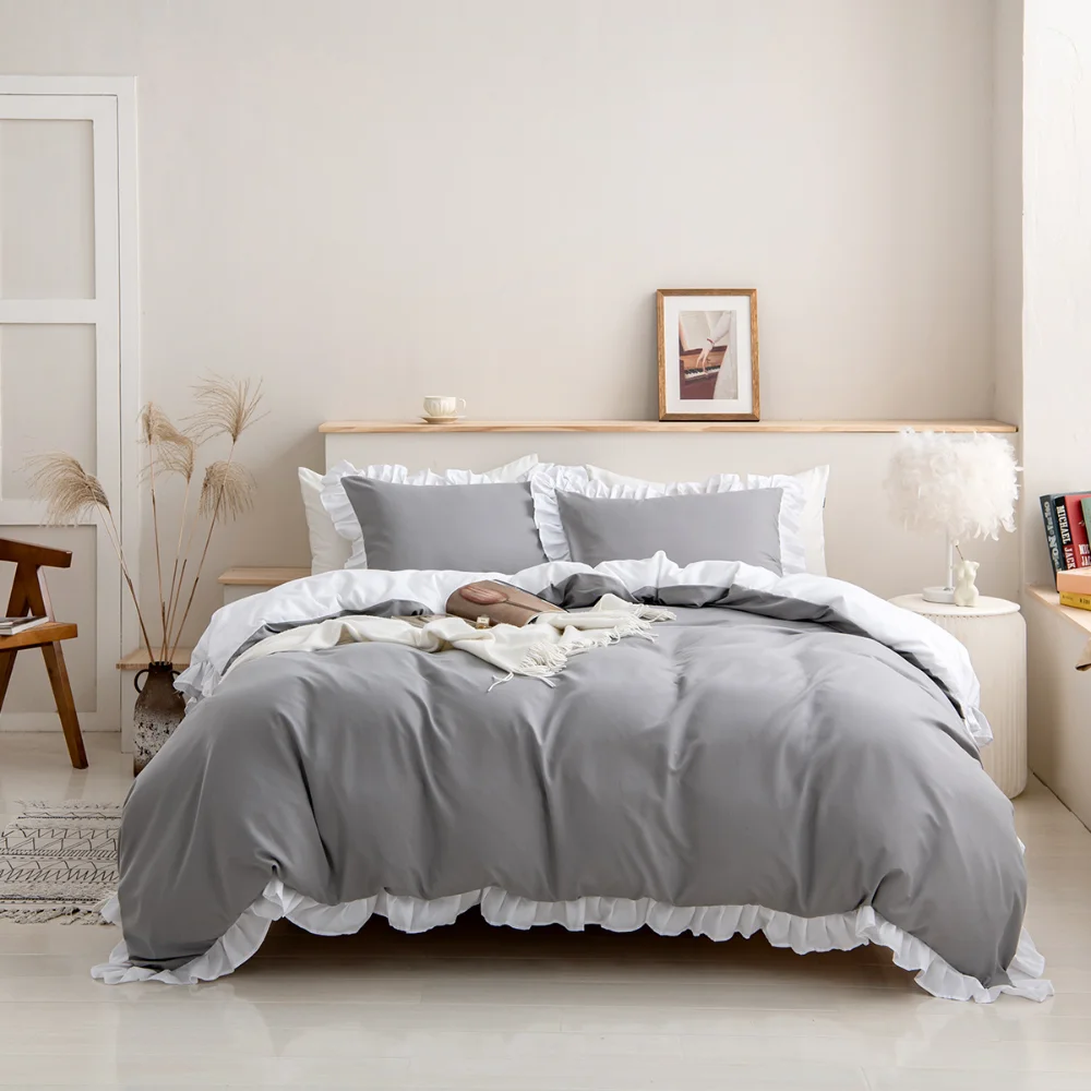 Solid Ruffle Quilt Cover Pillowcase 3pcs Set Modern Nordic Bedding Set Without Sheets Double Bed Twin Size King Linen Home Decor
Solid Ruffle Quilt Cover Pillowcase 3pcs Set Modern Nordic Bedding Set Without Sheets Double Bed Twin Size King Linen Home Decor