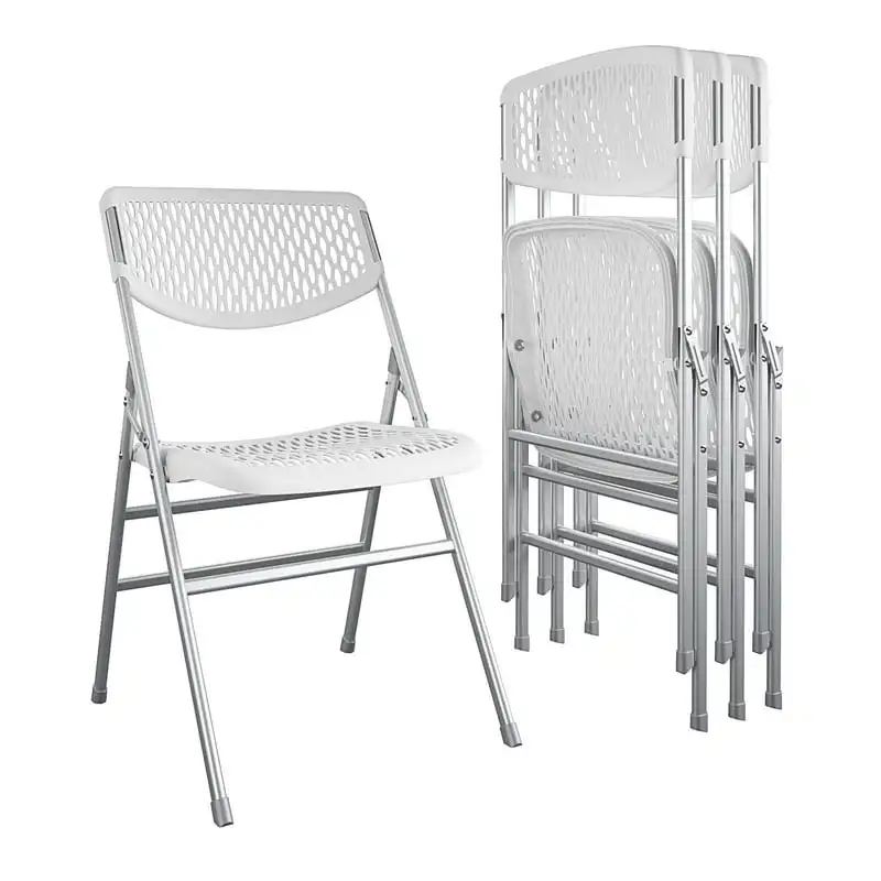 

Comfort Commercial XL Plastic Folding Chair, 300 lb. Weight Rating, Triple Braced, White, 4-Pack