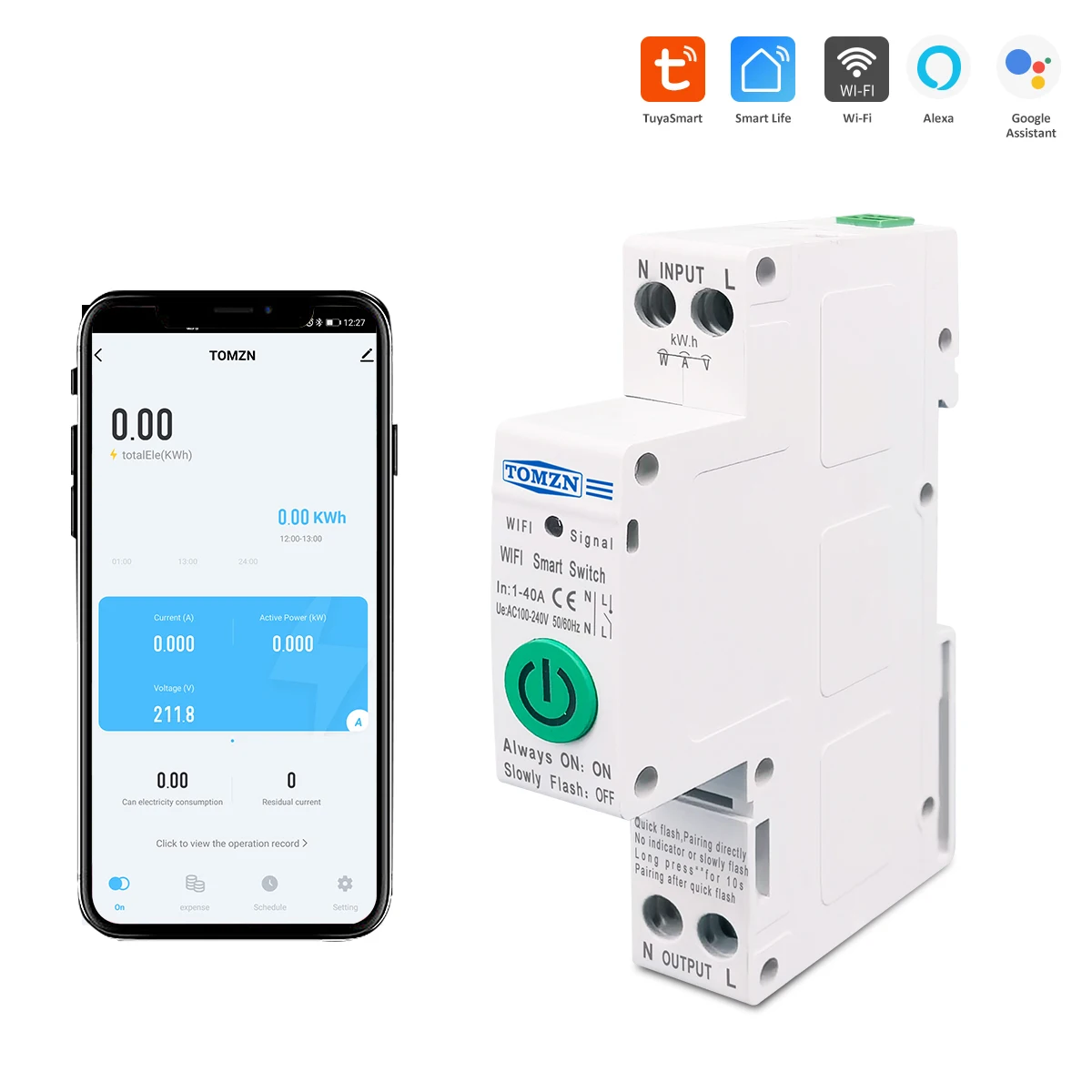 40A Single Phase WIFI Smart Switch Energy Meter Kwh Metering Monitoring Circuit Breaker Timer Relay MCB TUYA smartlife
40A Single Phase WIFI Smart Switch Energy Meter Kwh Metering Monitoring Circuit Breaker Timer Relay MCB TUYA smartlife