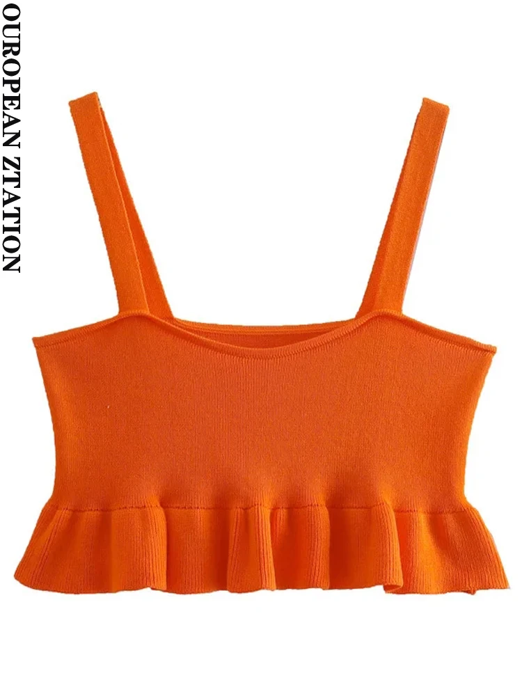 PAILETE Women 2022 fashion with ruffles cropped knit tank tops vintage straight neck wide straps female camis mujer
PAILETE Women 2022 fashion with ruffles cropped knit tank tops vintage straight neck wide straps female camis mujer