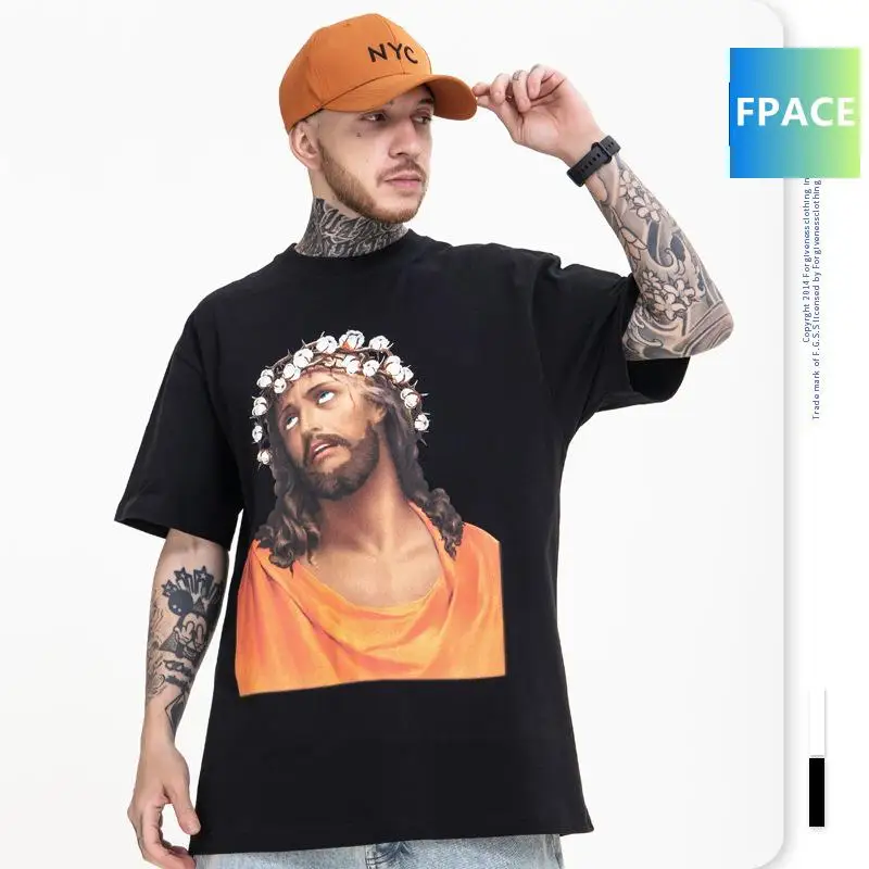 Men's Clothing | 2022 Summer New Trendy Brand Jesus Character Print High Street Versatile Short Sleeve T-shirt Men's Loose
Men's Clothing | 2022 Summer New Trendy Brand Jesus Character Print High Street Versatile Short Sleeve T-shirt Men's Loose