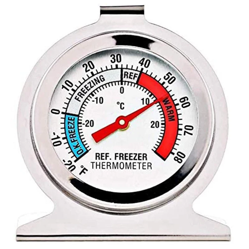 

Refrigerator Thermometer Freezer Fridge Room Thermometer Large Dial Thermometer, Stainless Steel Monitoring Thermometer