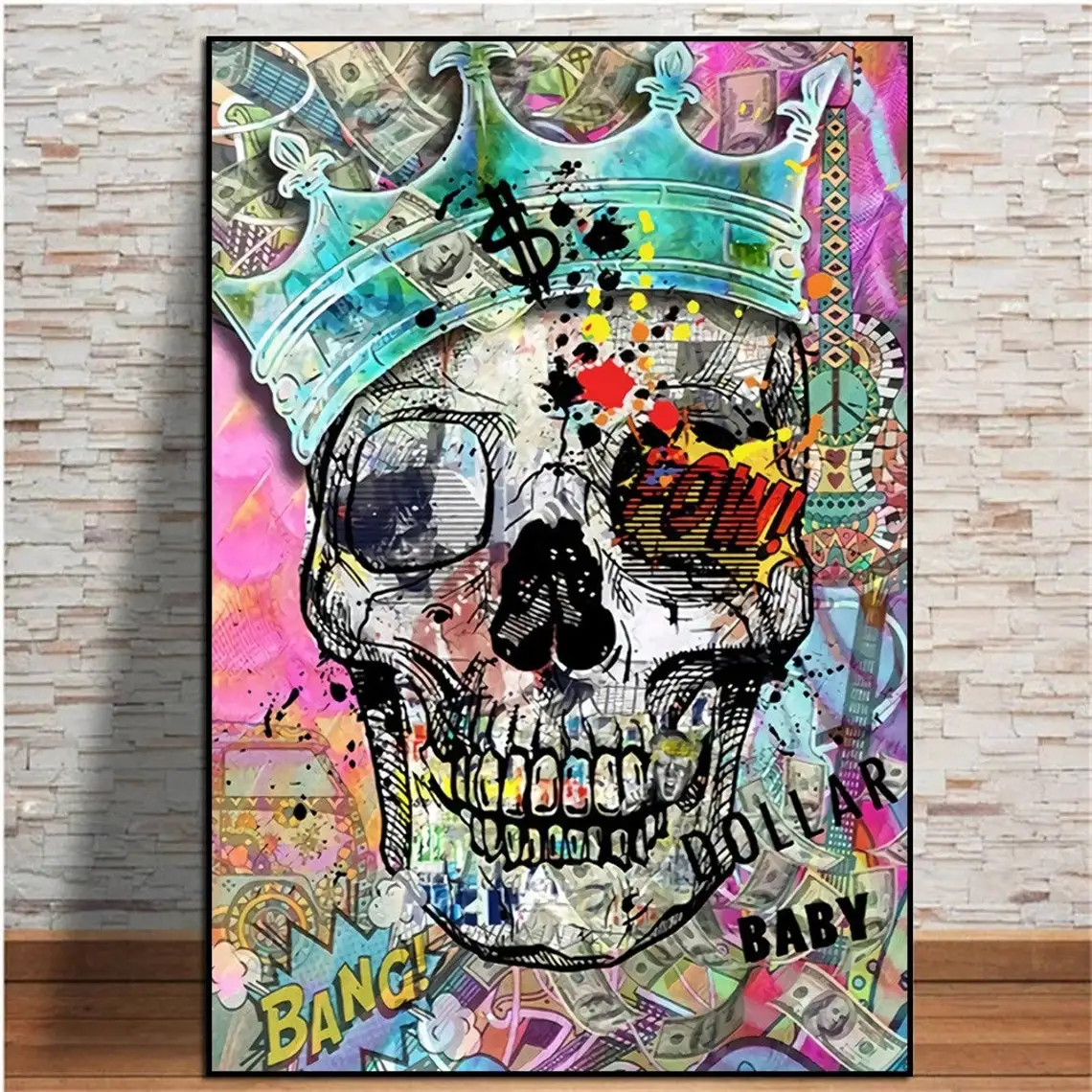 Skulls with Crown Graffiti Canvas Painting Abstract Horror Colorful Posters and Prints Luxury Wall Art Living Room Home Decor
Skulls with Crown Graffiti Canvas Painting Abstract Horror Colorful Posters and Prints Luxury Wall Art Living Room Home Decor