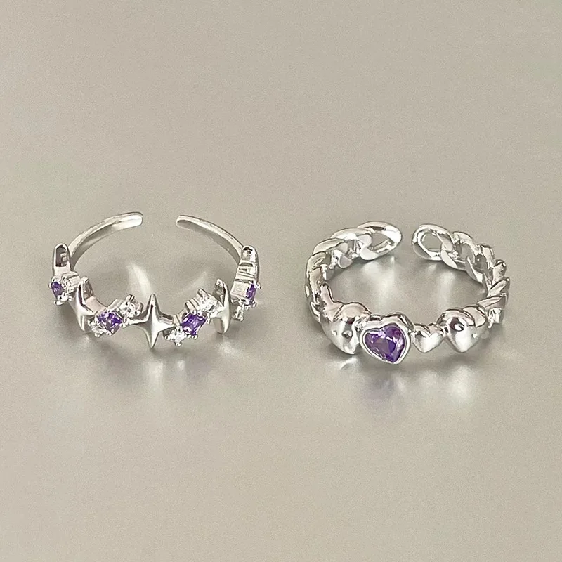 Korean Fashion Shiny Aesthetic Purple Crystal Zircon Star Cross Love Metal Open Ring For Women Wedding Party Accessories Gift
Korean Fashion Shiny Aesthetic Purple Crystal Zircon Star Cross Love Metal Open Ring For Women Wedding Party Accessories Gift