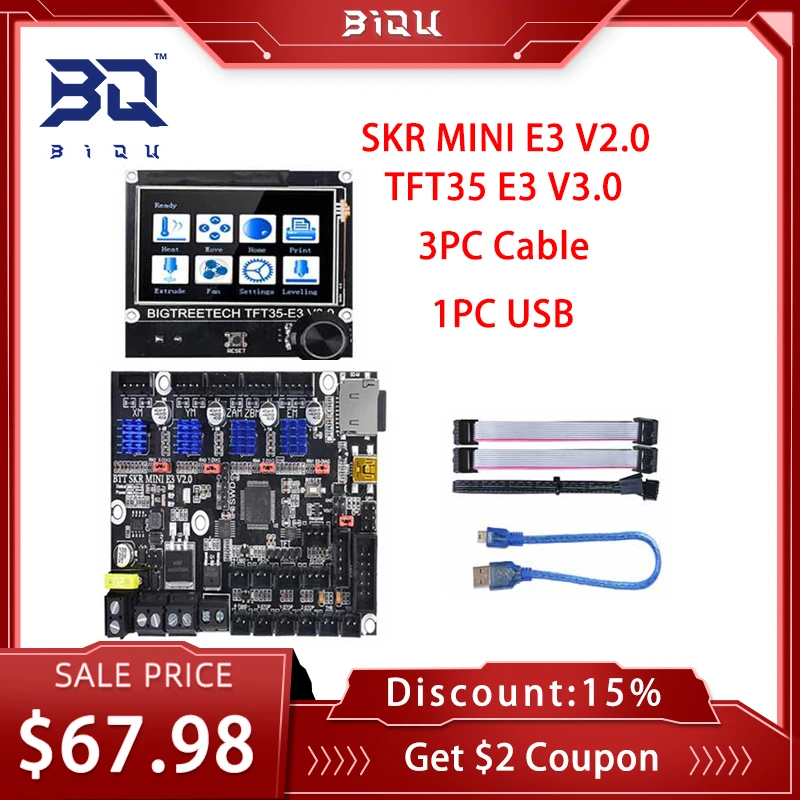 Плата BIGTREETECH BTT SKR MINI E3 V2.0, плата TFT35 E3 V3.0, сенсорный экран TMC2209 SKR 2 для принтера Ender 3 Creality, детали для 3D-принтера
Плата BIGTREETECH BTT SKR MINI E3 V2.0, плата TFT35 E3 V3.0, сенсорный экран TMC2209 SKR 2 для принтера Ender 3 Creality, детали для 3D-принтера