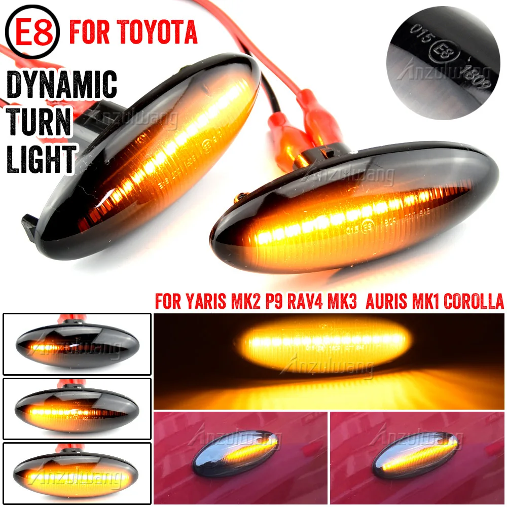 

2Pieces Dynamic LED Side Marker Lights Flowing Turn Signal Light Blinker For Toyota Yaris COROLLA Auris Mk1 E15 RAV4 Mk32Pieces