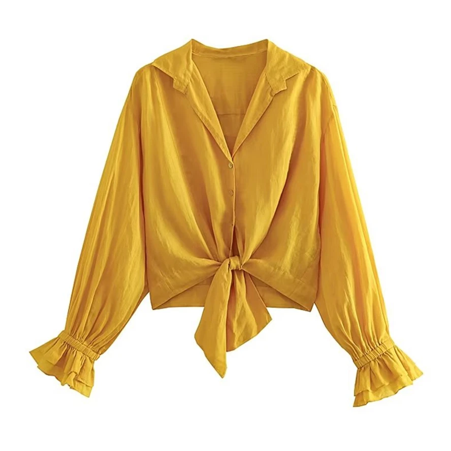 Jenny&Dave Casual Knotted Loose Short Top Yellow Linen Blouse Women French Country Style Simple Shirt
Jenny&Dave Casual Knotted Loose Short Top Yellow Linen Blouse Women French Country Style Simple Shirt