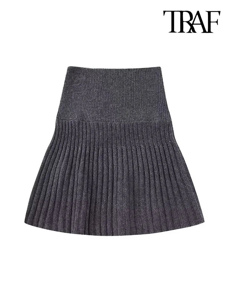 TRAF Women Fashion A Line Ribbed Knit Mini Skirt Vintage High Waist With Elastic Waistband Female Skirts Mujer
TRAF Women Fashion A Line Ribbed Knit Mini Skirt Vintage High Waist With Elastic Waistband Female Skirts Mujer