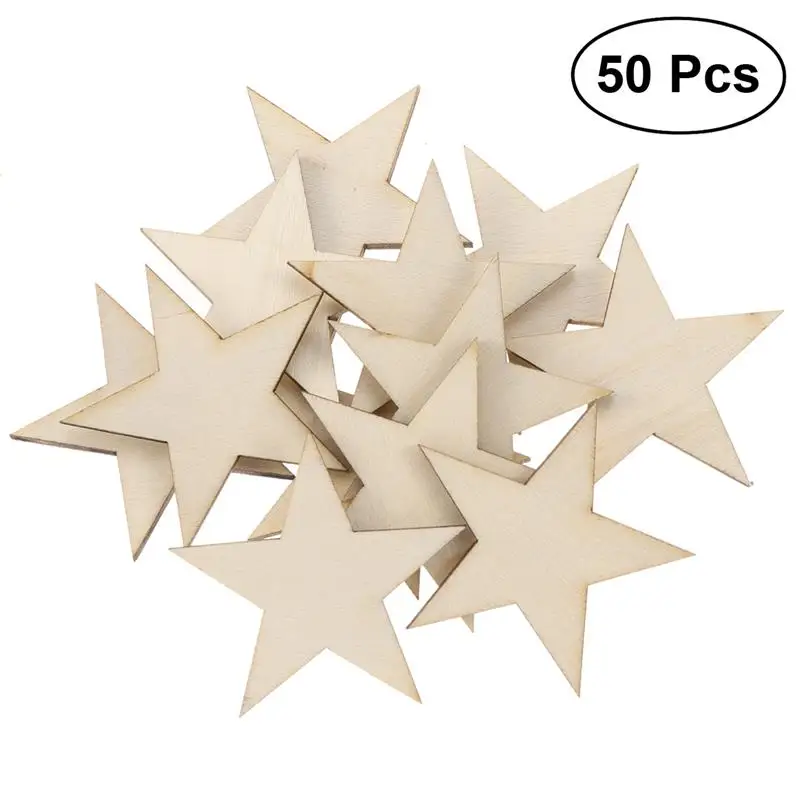 50 Pcs Unfinished Star Shape Wood Cutout Chips Wooden Slices for Arts Crafts Ornaments 40mm
50 Pcs Unfinished Star Shape Wood Cutout Chips Wooden Slices for Arts Crafts Ornaments 40mm