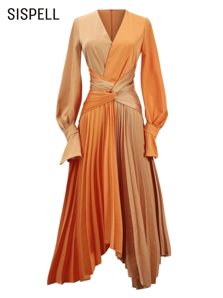 SISPELL Patchwork Colorblock Dress For Women V Neck Flare Sleeve High Waist Irregular Hem Long Dresses Female 2022 Spring Style
SISPELL Patchwork Colorblock Dress For Women V Neck Flare Sleeve High Waist Irregular Hem Long Dresses Female 2022 Spring Style